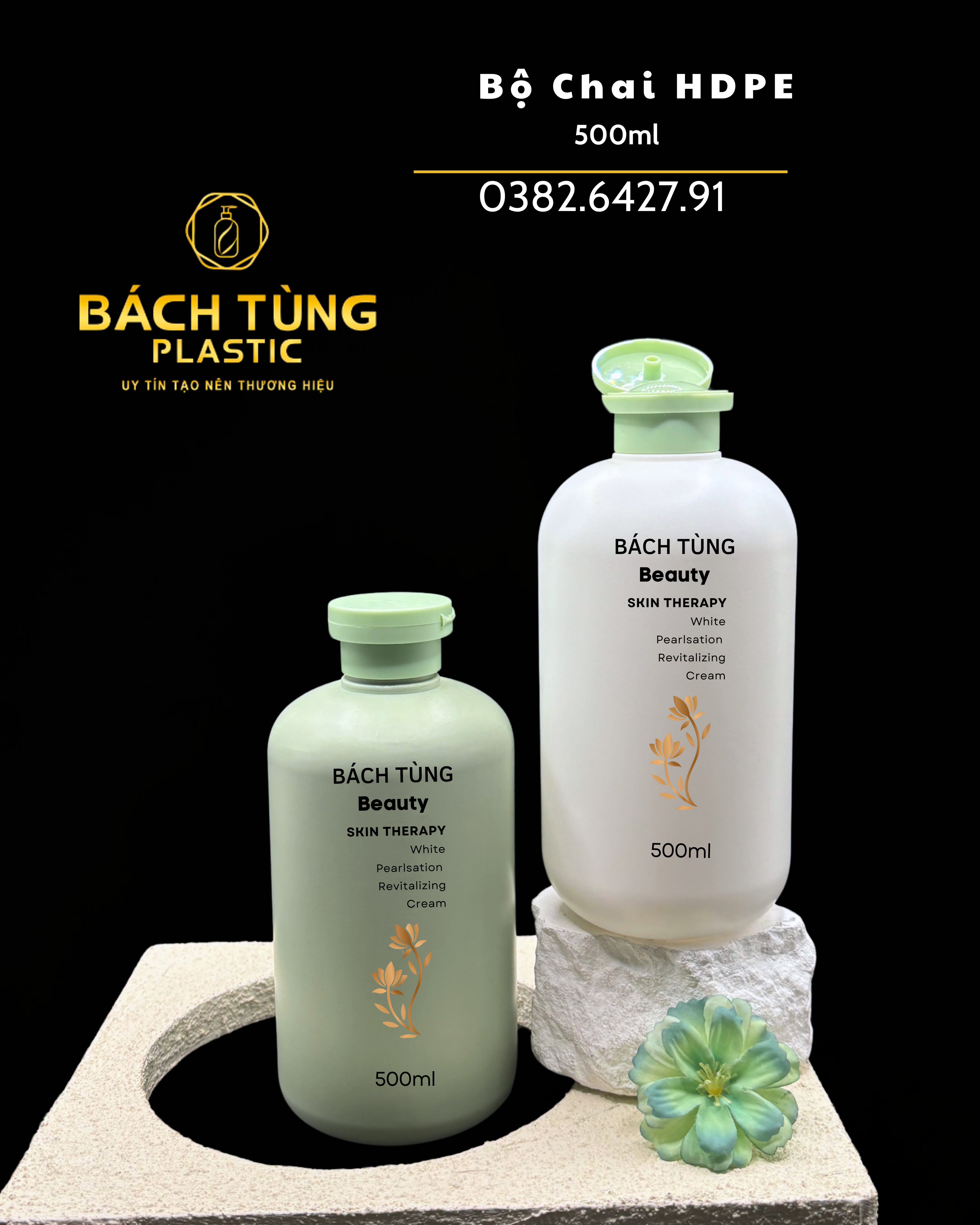500ML ROUND HDPE BOTTLE + GREEN FLIP CAP