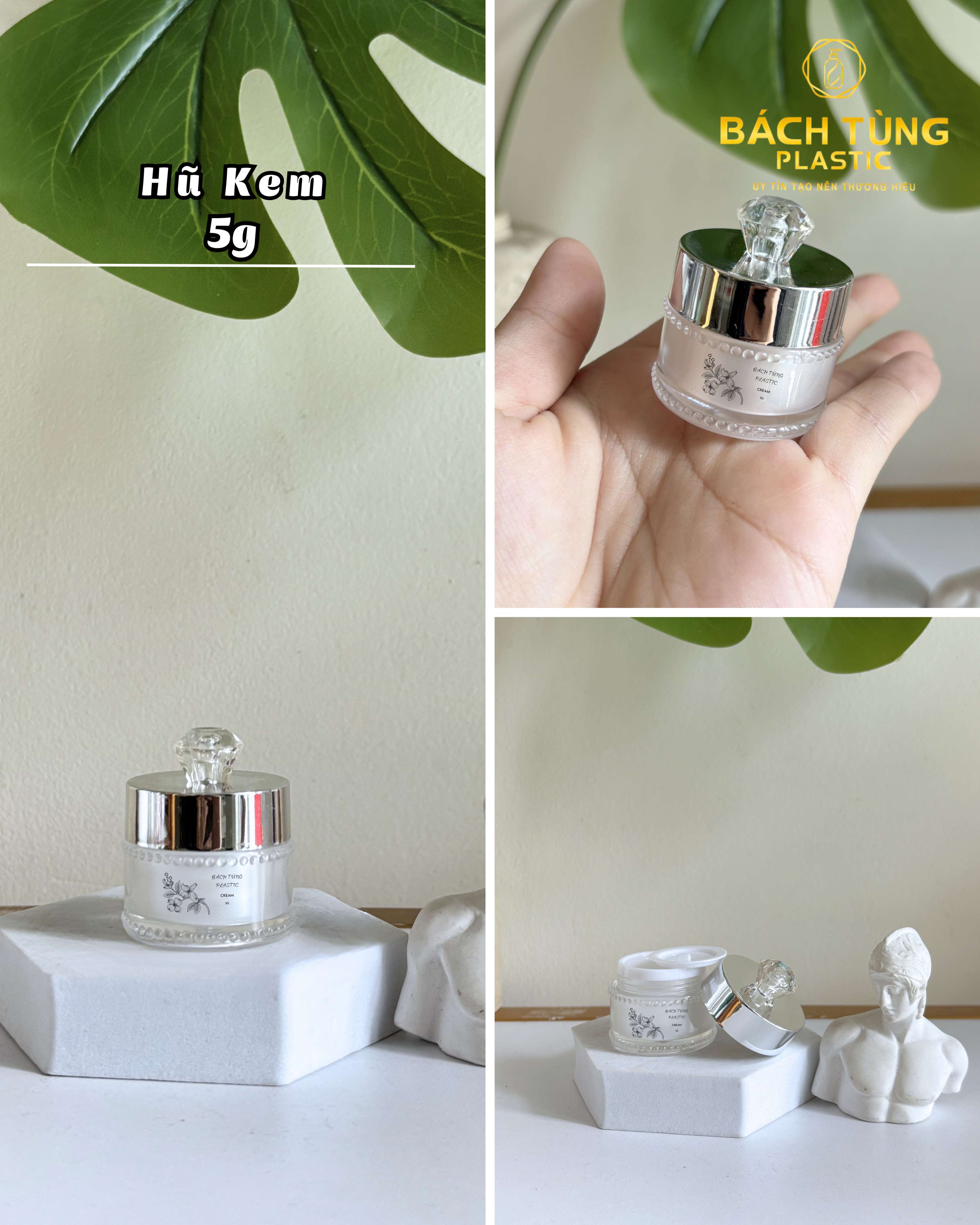 5G FACE CREAM JAR – SILVER WITH DIAMOND
