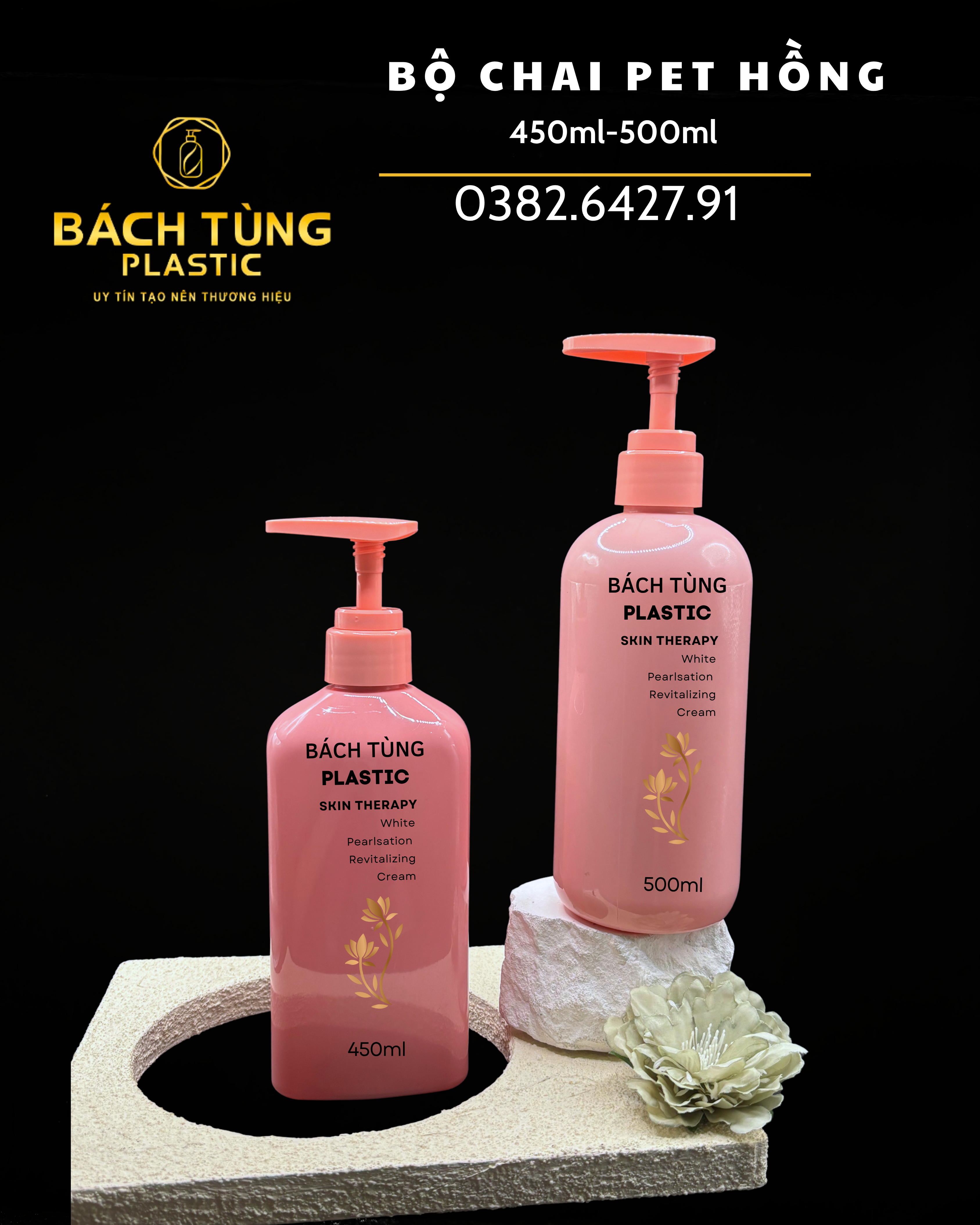 PINK PET BOTTLE SET – 450ML SQUARE & 500ML ROUND
