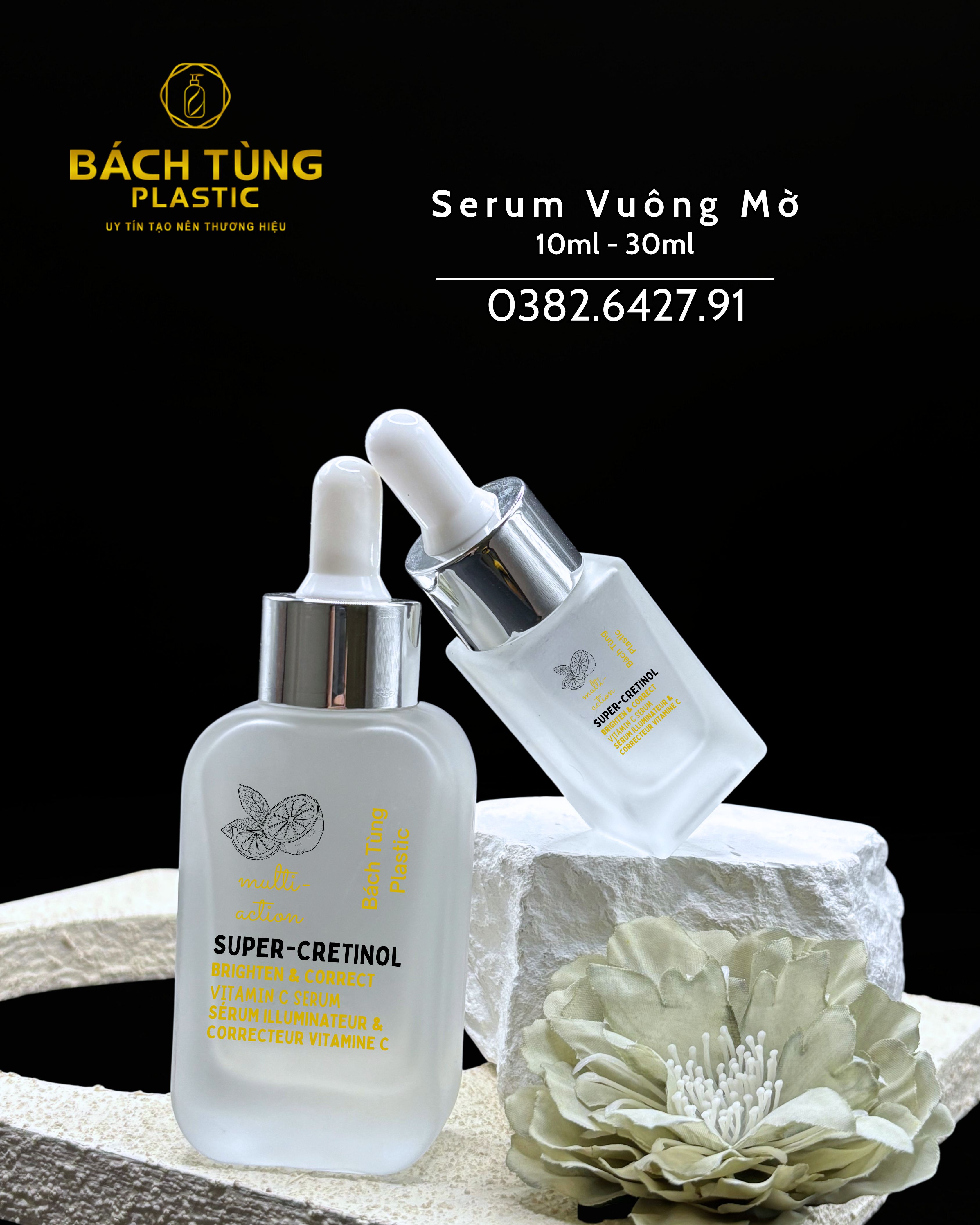 FROSTED GLASS SERUM BOTTLE (SQUARE SHAPE)