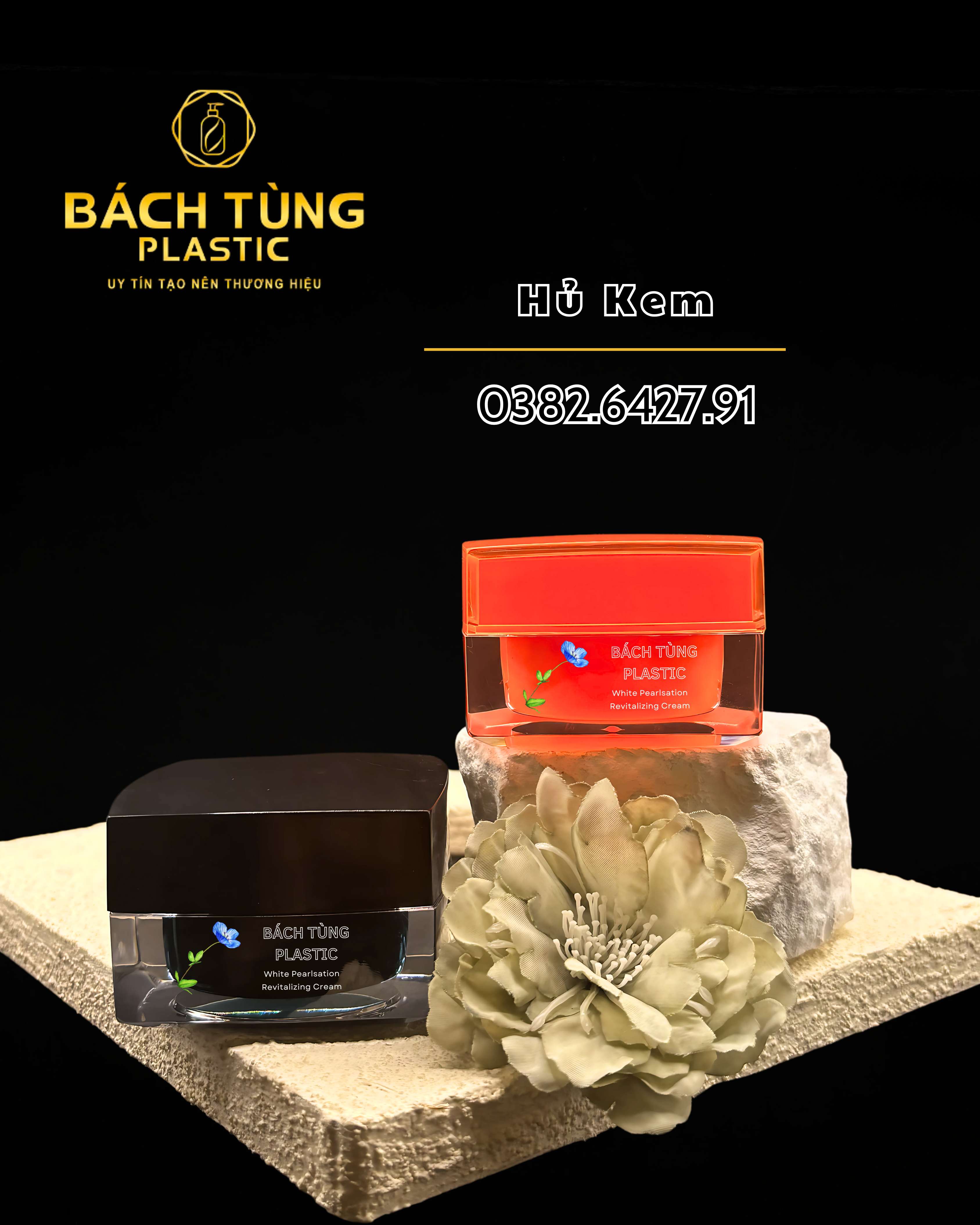 SQUARE GLASS CREAM JAR – ORANGE & BLACK – 5G | 30G