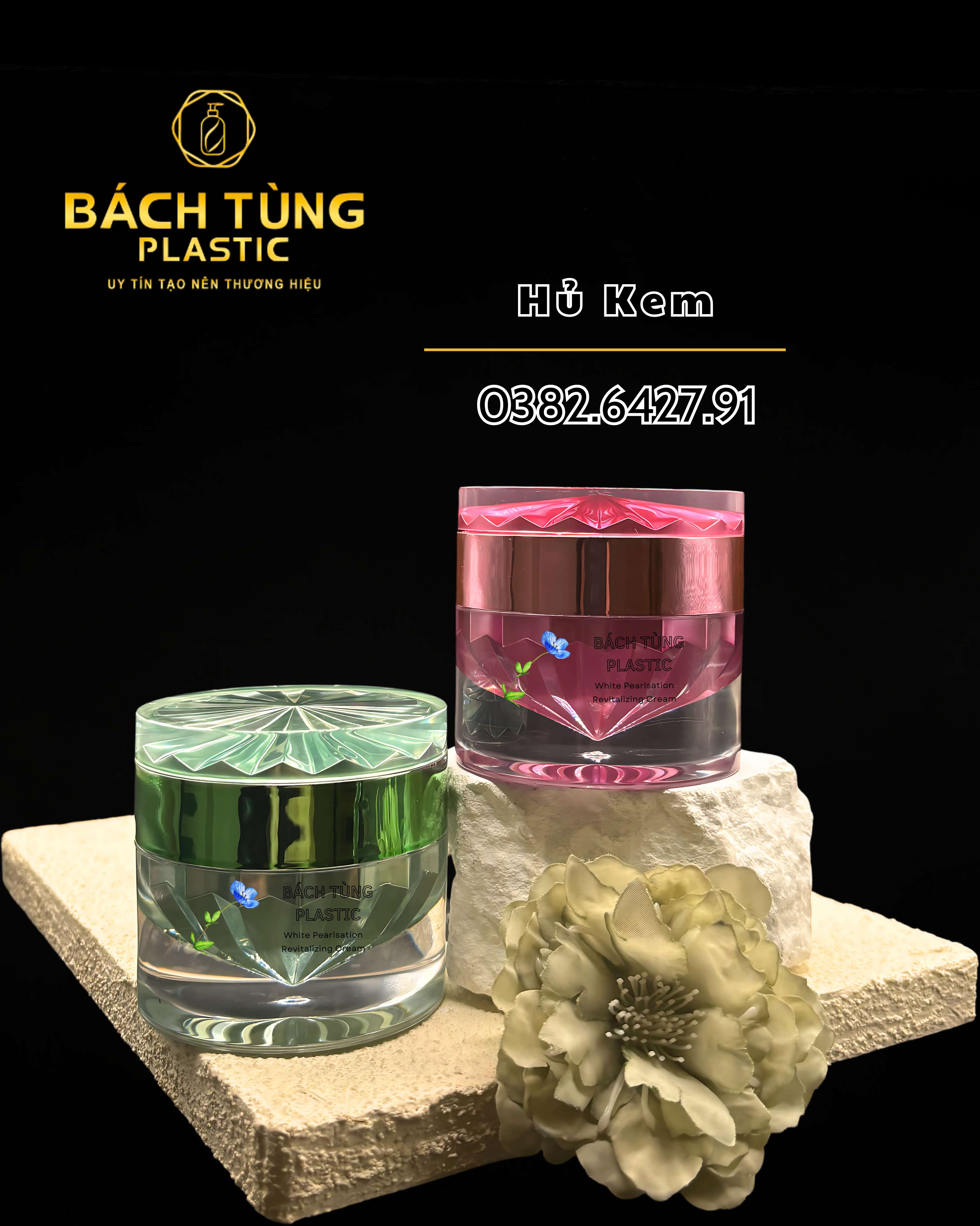 ROUND GLASS CREAM JAR – PINK & GREEN – 15G | 20G | 30G