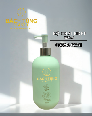 Chai Nhựa HDPE Dáng Bầu - 500ml - Hồng Pastel - Xanh - Xanh Xám