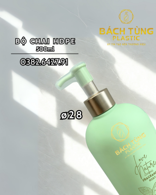 Chai Nhựa HDPE Dáng Bầu - 500ml - Hồng Pastel - Xanh - Xanh Xám