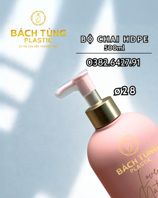 Chai Nhựa HDPE Dáng Bầu - 500ml - Hồng Pastel - Xanh - Xanh Xám