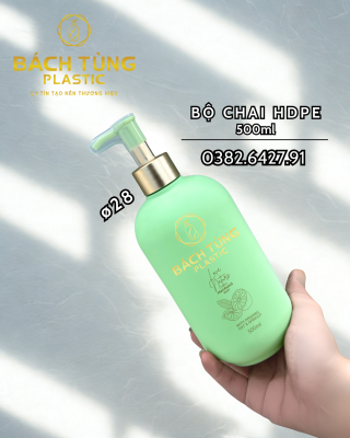 Chai Nhựa HDPE Dáng Bầu - 500ml - Hồng Pastel - Xanh - Xanh Xám