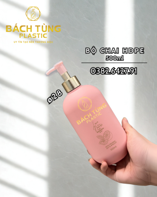 Chai Nhựa HDPE Dáng Bầu - 500ml - Hồng Pastel - Xanh - Xanh Xám