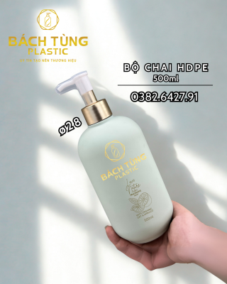 Chai Nhựa HDPE Dáng Bầu - 500ml - Hồng Pastel - Xanh - Xanh Xám
