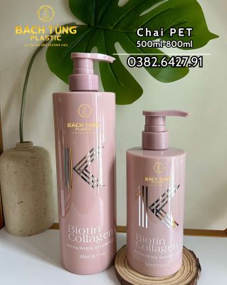 PET ROUND BOTTLE SET – 400ML & 800ML – PINK – WITH PUMP FI28