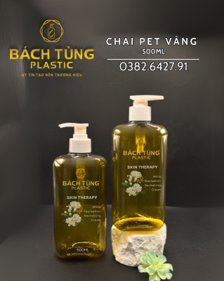Chai PET Dáng Bầu Màu Vàng Nâu Hổ Phách 500ml