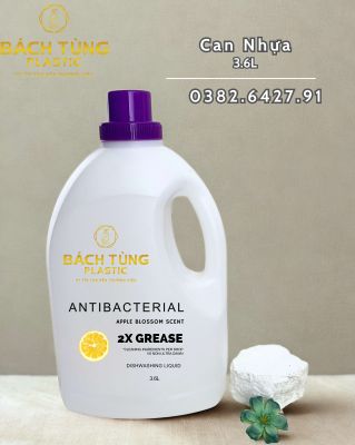 3.6L White HDPE Plastic Can with Purple Cap