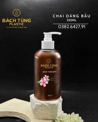 Chai PET - Dáng Bầu - 350ml - Màu Nâu Hổ Phách