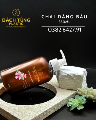 Chai PET - Dáng Bầu - 350ml - Màu Nâu Hổ Phách