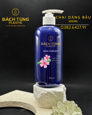 Chai PET - Dáng Bầu - 500ml - Màu Xanh Dương Đậm