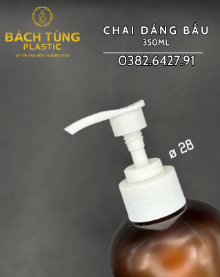 Chai PET - Dáng Bầu - 350ml - Màu Nâu Hổ Phách