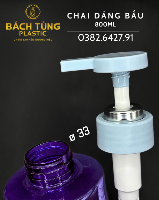 Chai PET - Dáng Bầu - 800ml - Màu Tím Trong suốt