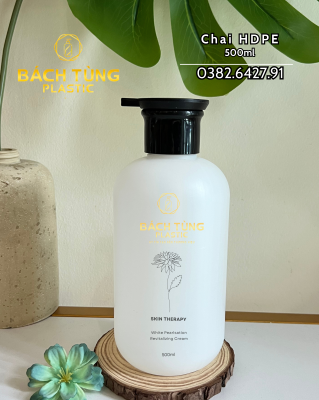 HDPE BOTTLE 500ML – WHITE OPAQUE – WITH FI28 LOTION PUMP