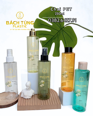 PET PLASTIC BOTTLE 250ML – CYLINDRICAL SHAPE IN MULTIPLE COLORS WITH FI24 PUMP CAP