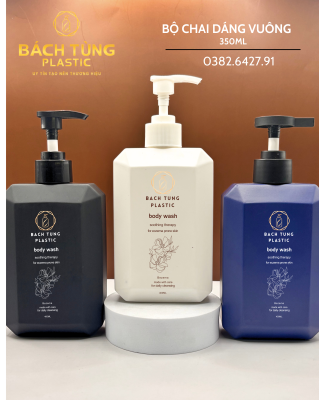 Chai HDPE Dáng Vuông - 350ml - Nhiều Màu