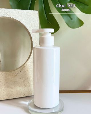 PET BOTTLE 300ML – CYLINDRICAL SHAPE – OPAQUE WHITE – FI24 NECK