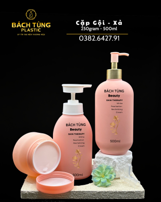 HDPE PACKAGING SET – 500ML CURVED BOTTLE + 250G HDPE JAR