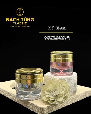 ROUND GLASS CREAM JAR – WHITE & PINK – 10G | 15G | 30G – GOLD & SILVER LID OPTIONS