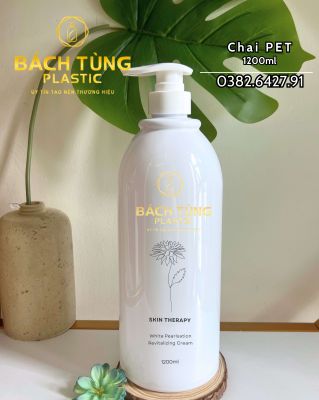 PET BOTTLE 1200ML – LONG ROUND SHOULDER – WHITE OPAQUE – PUMP FI33
