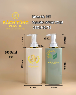 500 ml & 720 ml PET Pump Dispenser Bottles
