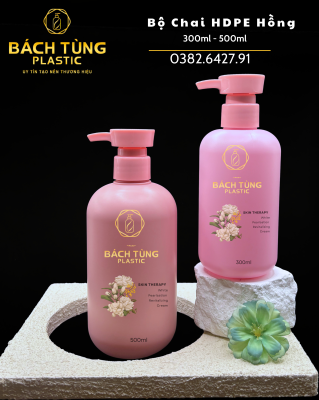98HDPE BOTTLE SET – 300ML | 500ML – GLOSSY PINK BODY WITH SHINY PINK