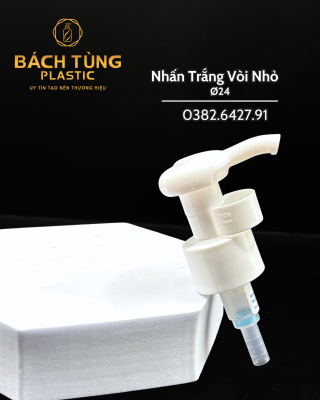 Nhấn trắng vòi nhỏ FI24 có bọc nhựa bảo vệ nắp và kẹp chống tràn màu trắng