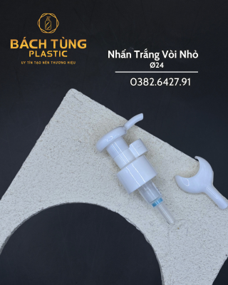 Nhấn trắng vòi nhỏ FI24 có bọc nhựa bảo vệ nắp và kẹp chống tràn màu trắng