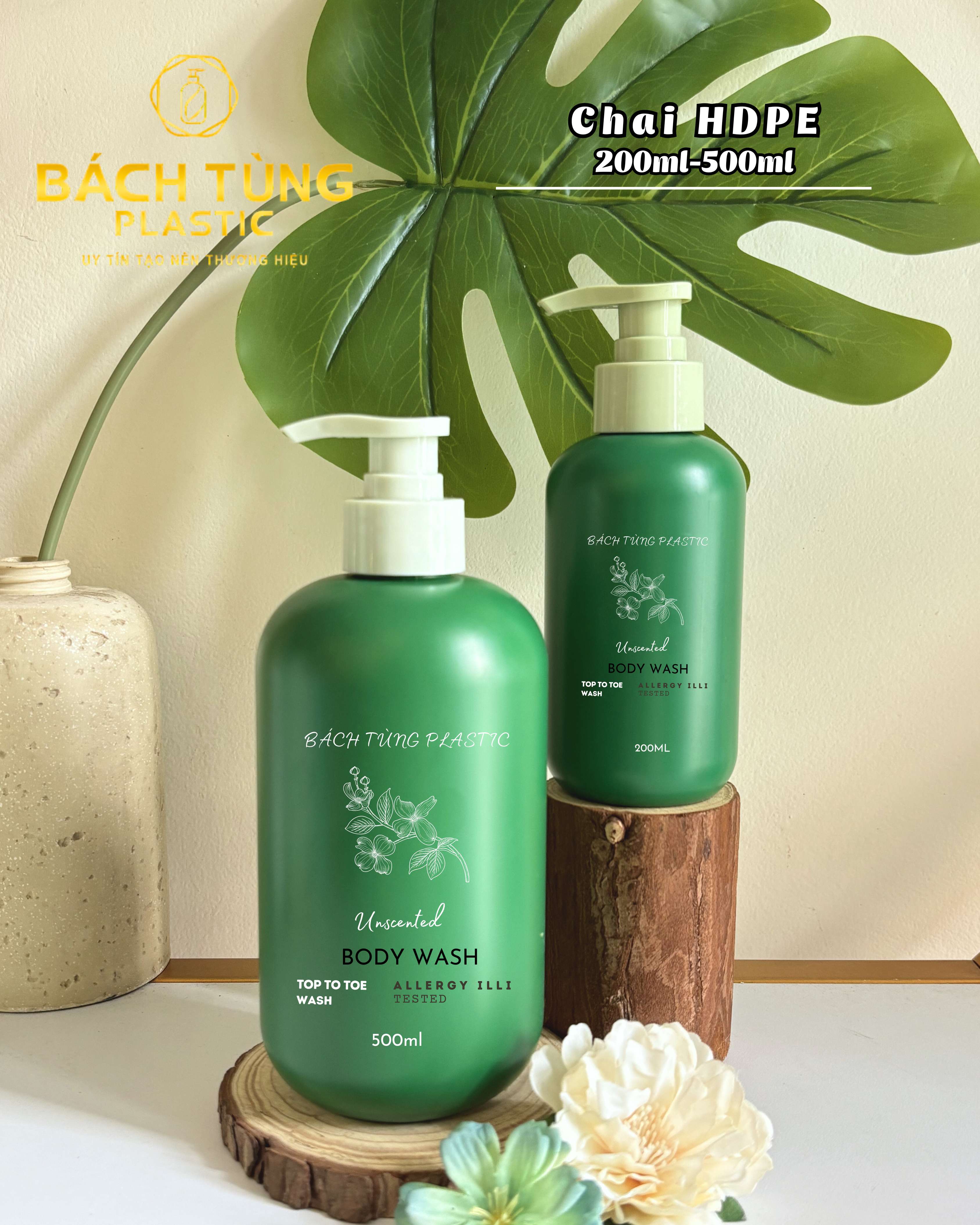 CHAI HDPE 200ML & 500ML XANH LÁ – CỔ FI 28