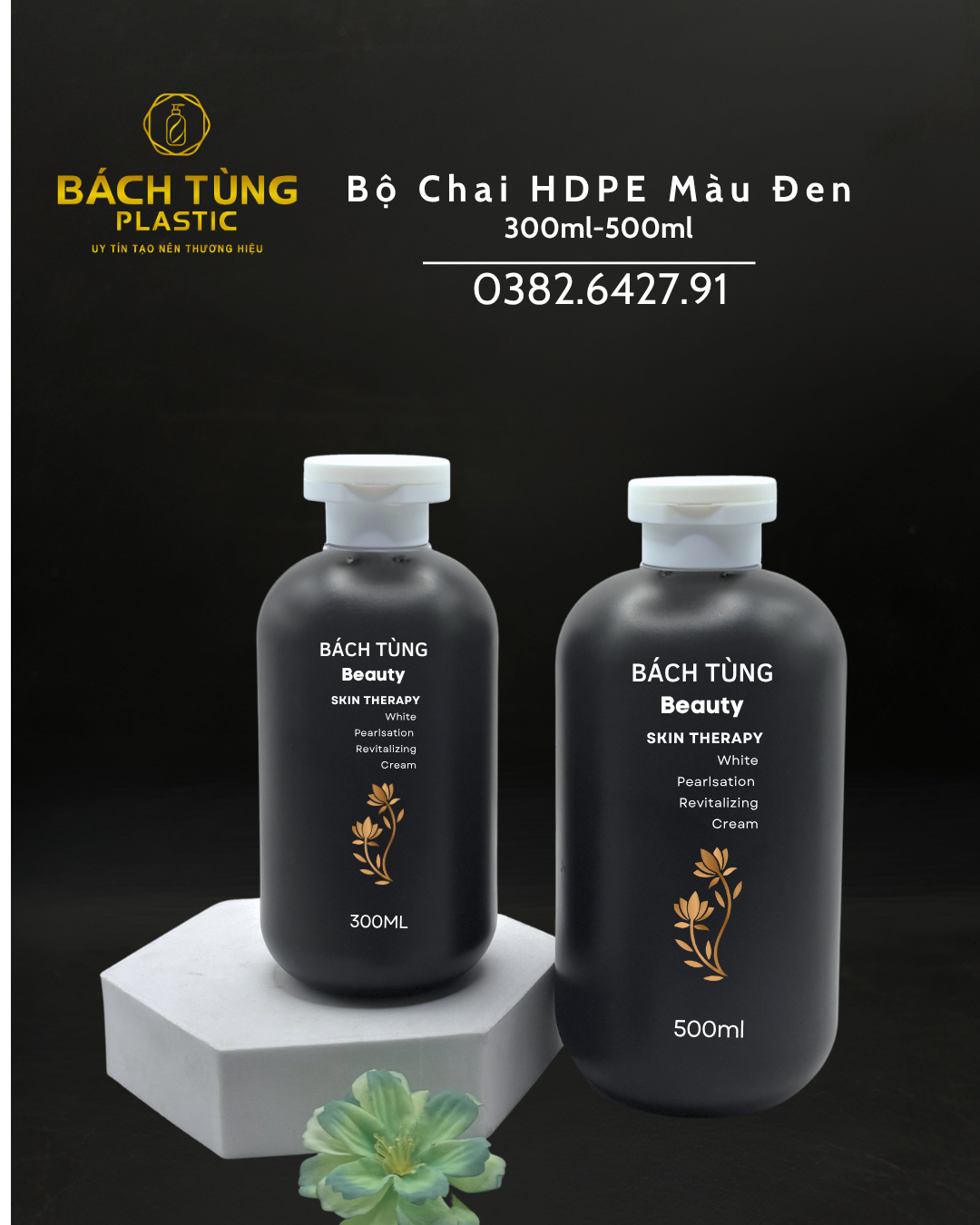 BỘ CHAI HDPE MÀU ĐEN 300ML – 500ML | CỔ FI28