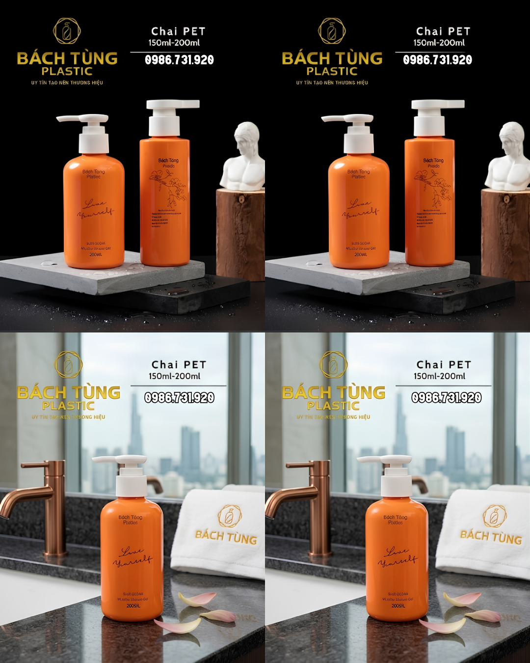 CHAI NHỰA PET 150ML DÁNG TRỤ & 200ML DÁNG TRÒN – MÀU CAM TƯƠI MÁT