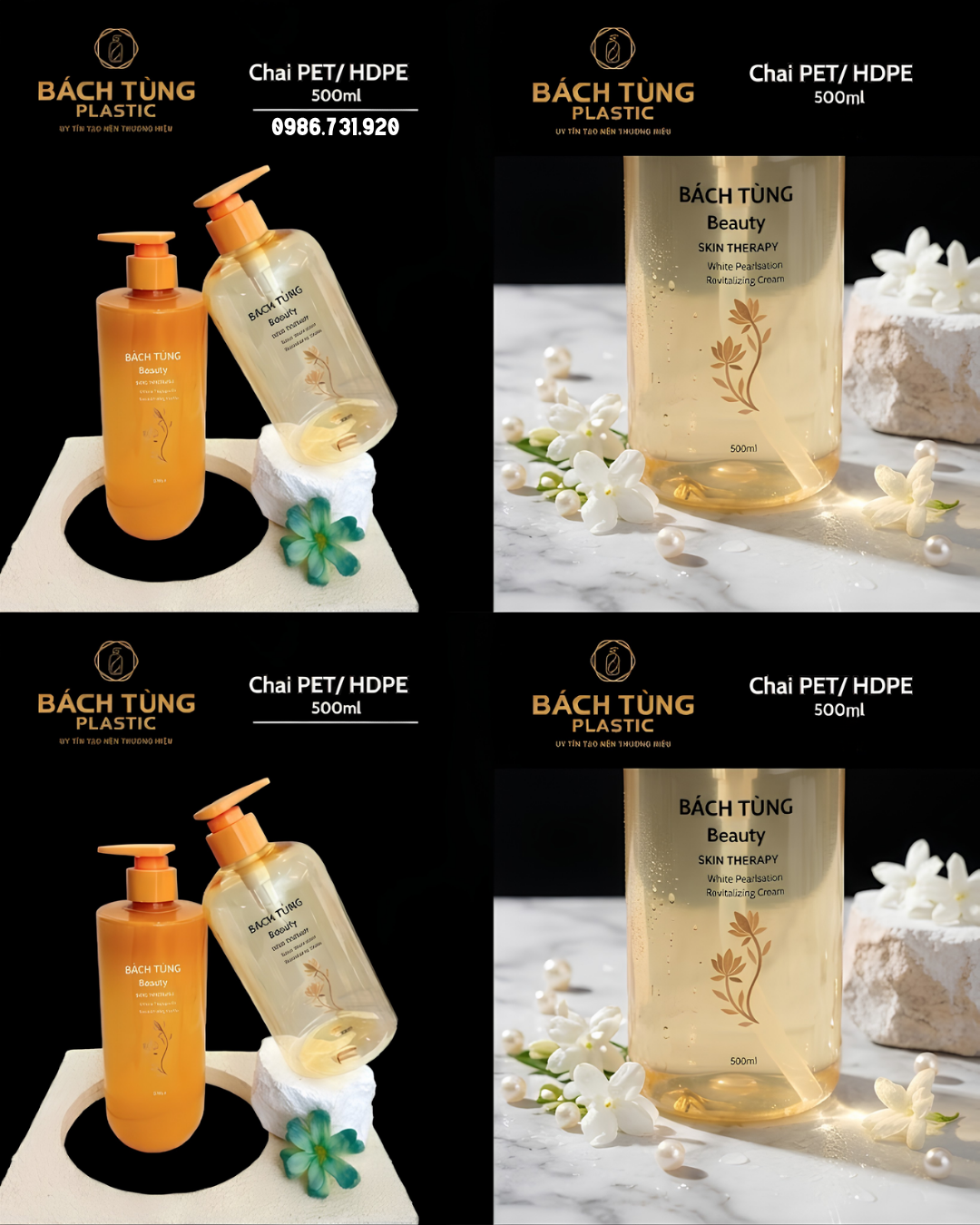 CHAI NHỰA PET 500ML – DÁNG TRỤ & DÁNG TRÒN – MÀU VÀNG TRONG