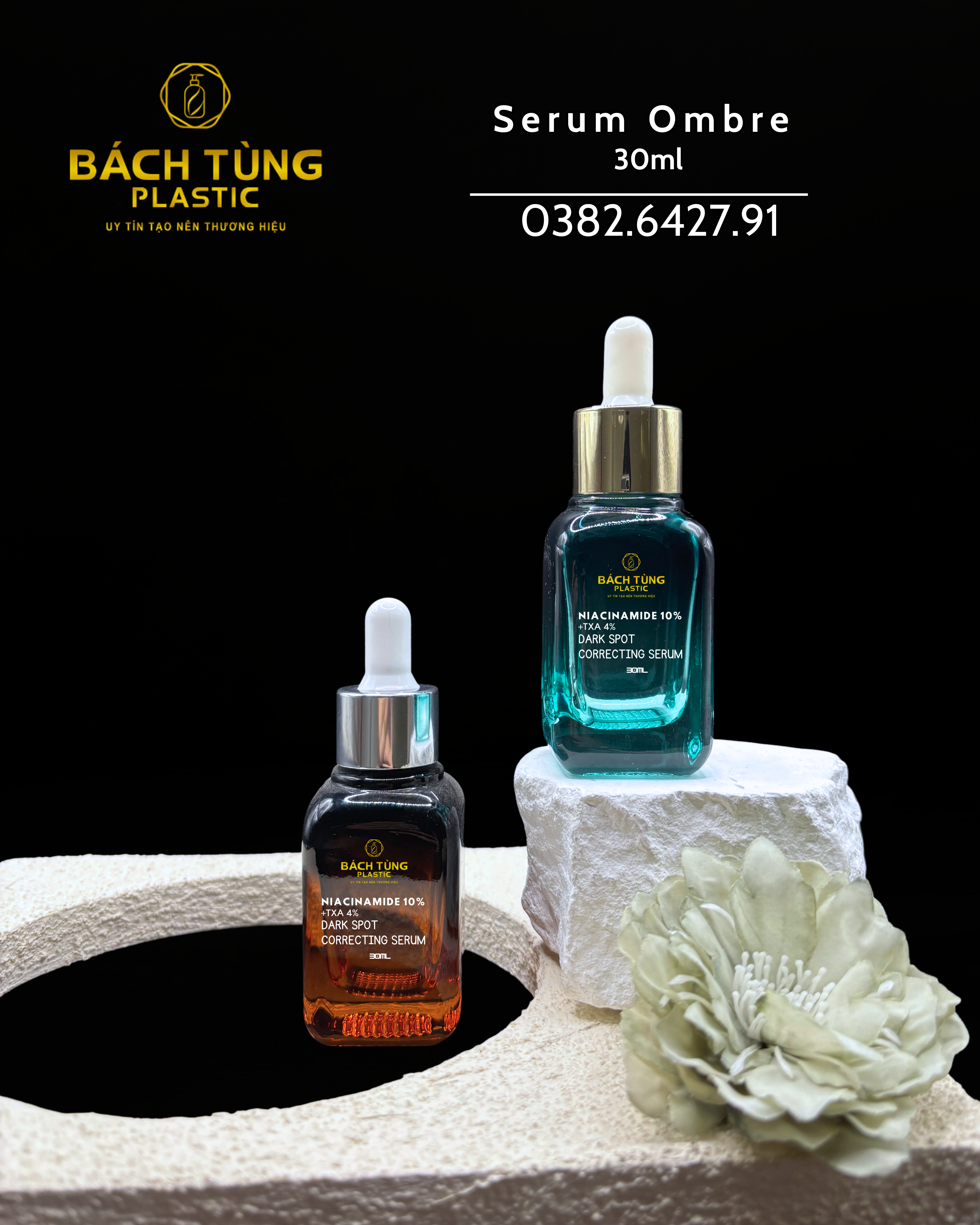 CHAI SERUM THỦY TINH DÁNG VUÔNG NHỎ – MÀU XANH TRONG & NÂU TRÀ