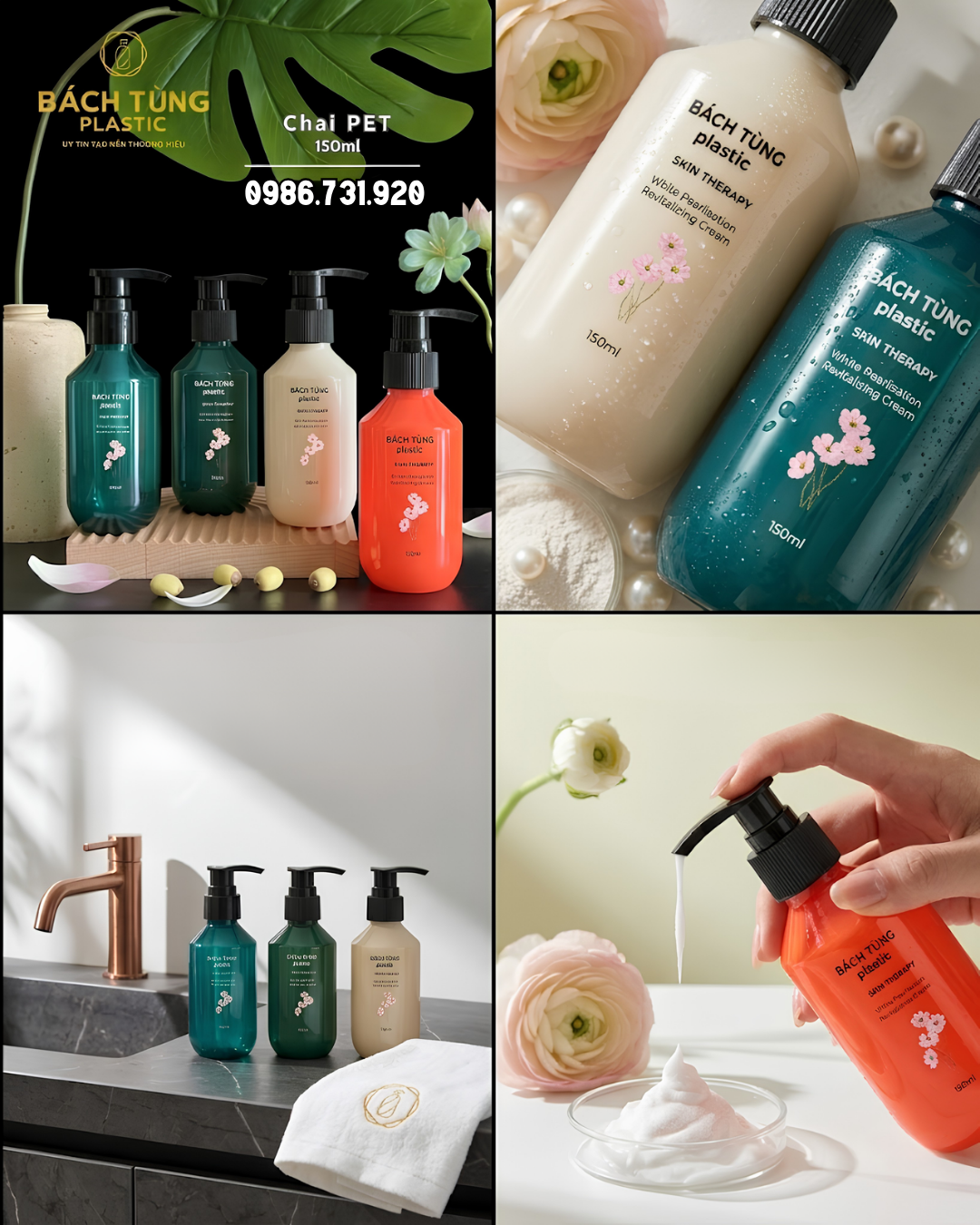 CHAI PET 150ML – NHIỀU MÀU – VÒI NHẤN PUMP FI24