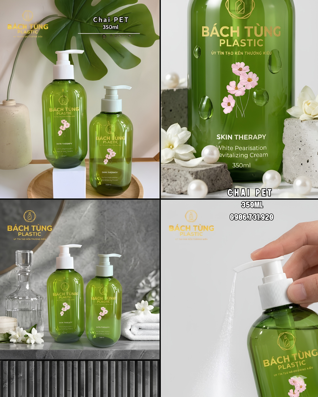 CHAI PET 350ML – MÀU XANH LÁ TƯƠI MÁT