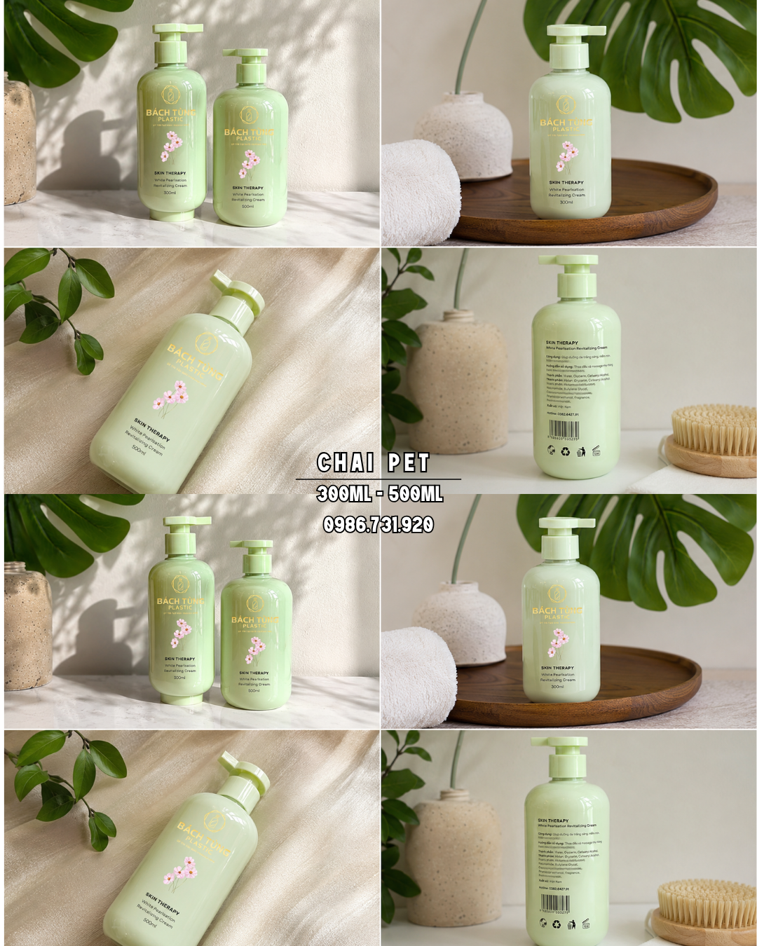 BỘ CHAI PET XANH 300ML – 500ML | FI28 NẮP NHẤN XANH