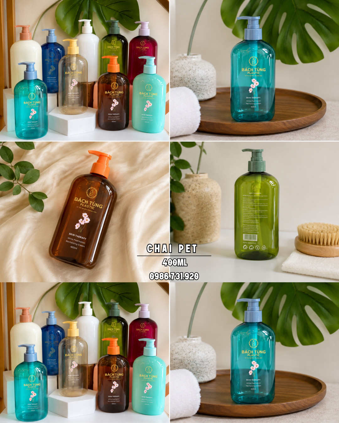 BỘ CHAI PET 400ML DÁNG BẦU – NHIỀU MÀU SẮC TƯƠI MỚI