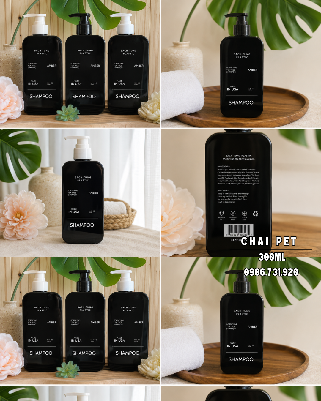 CHAI PETG DÁNG VUÔNG – 300ML – MÀU ĐEN