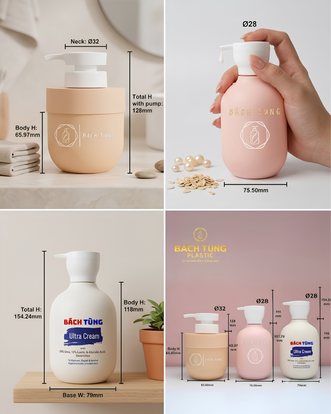 Bộ Chai Nhựa HDPE 300 ml, 350 ml & 400 ml