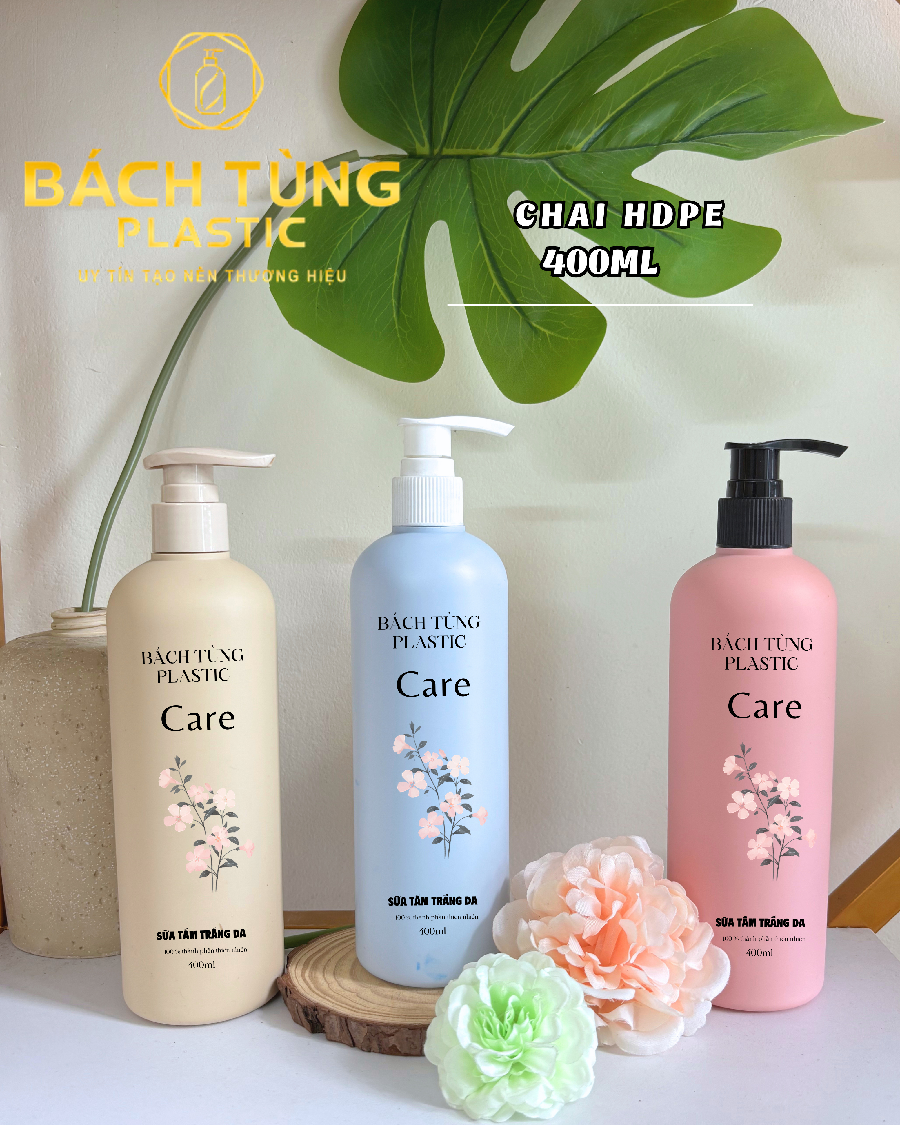 Chai HDPE dáng dài 400ml
