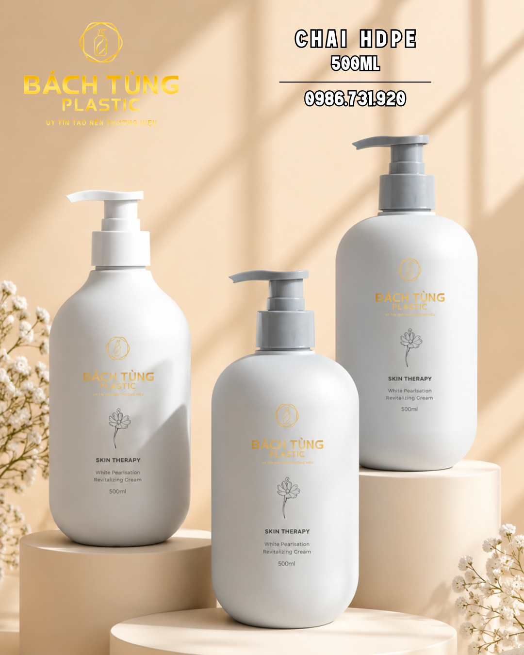 CHAI HDPE 500ML – MÀU XANH BABY BLUE – NHIỀU DÁNG ĐẸP HIỆN ĐẠI