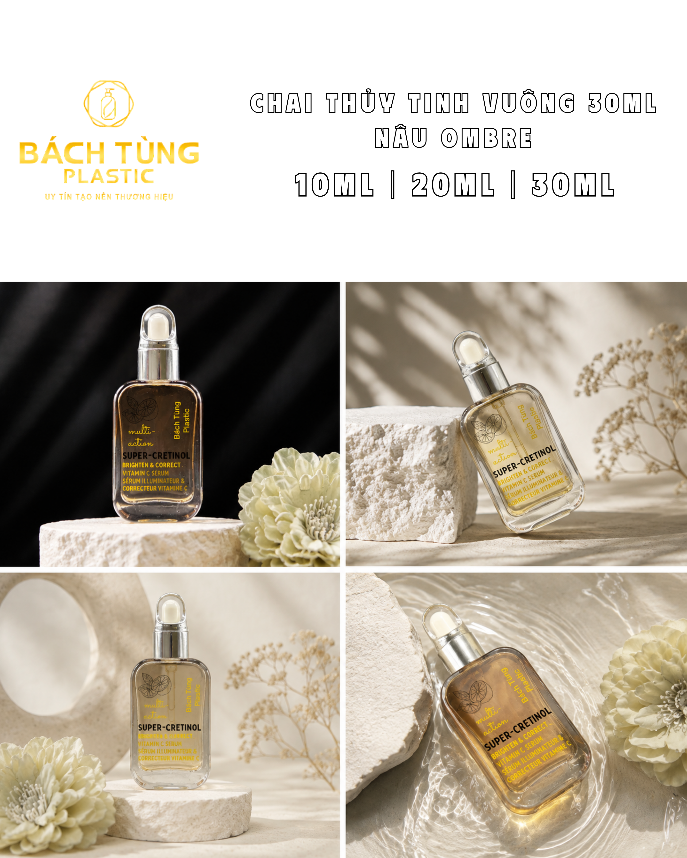 CHAI THỦY TINH VUÔNG 30ML NÂU OMBRE