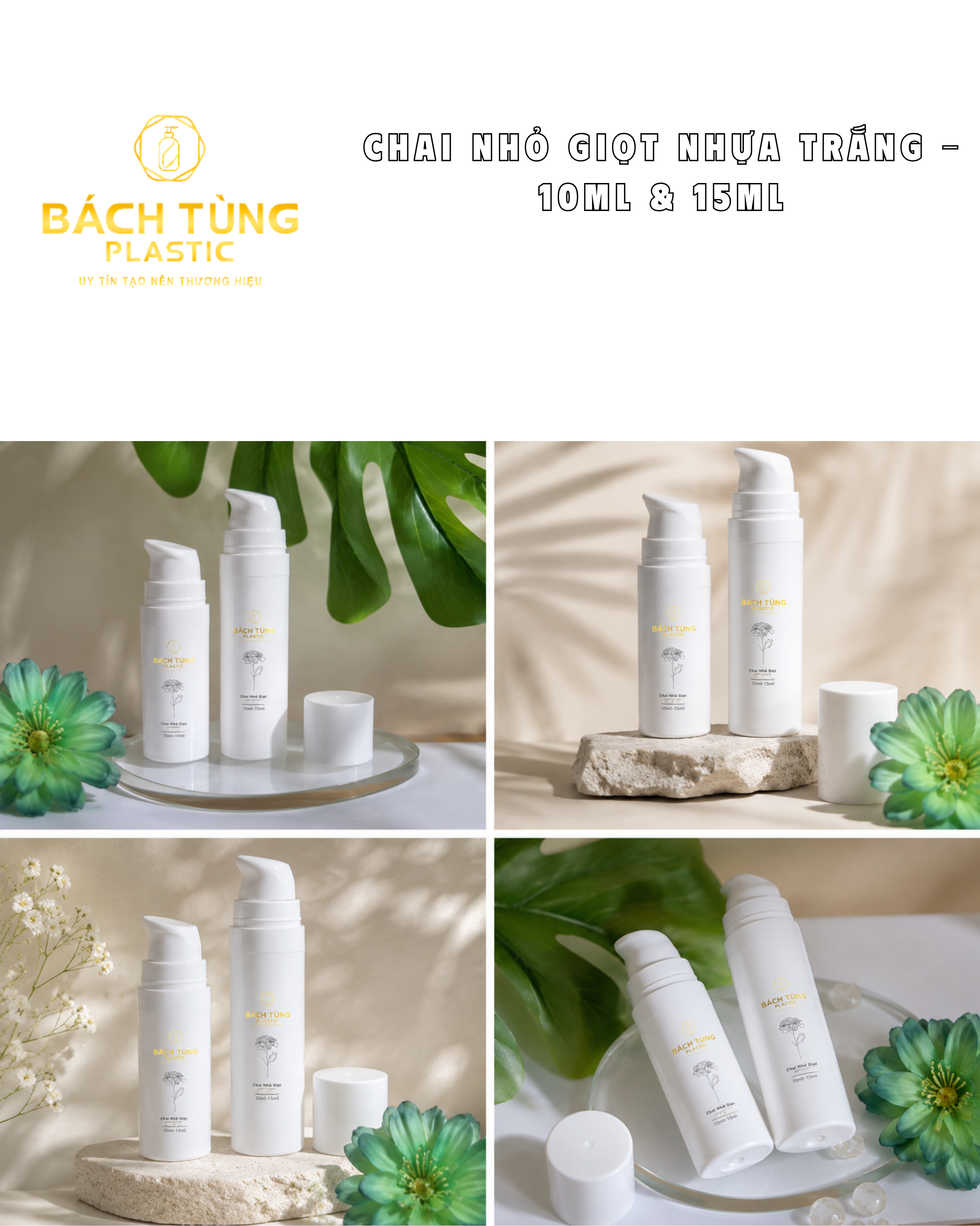 CHAI NHỎ GIỌT NHỰA TRẮNG – 10ML & 15ML