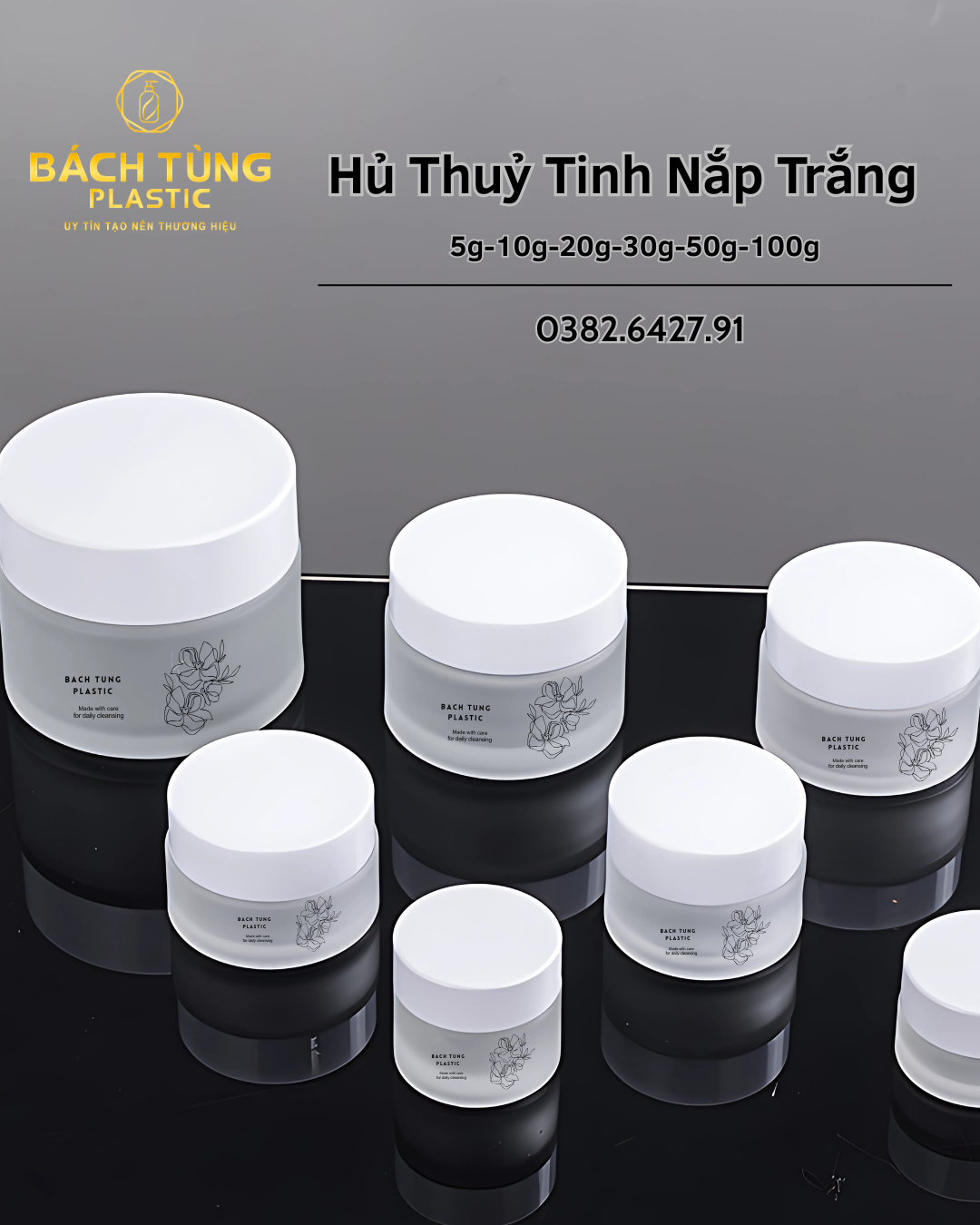HŨ THỦY TINH DÁNG MỜ NẮP TRẮNG – TỪ 5G ĐẾN 100G