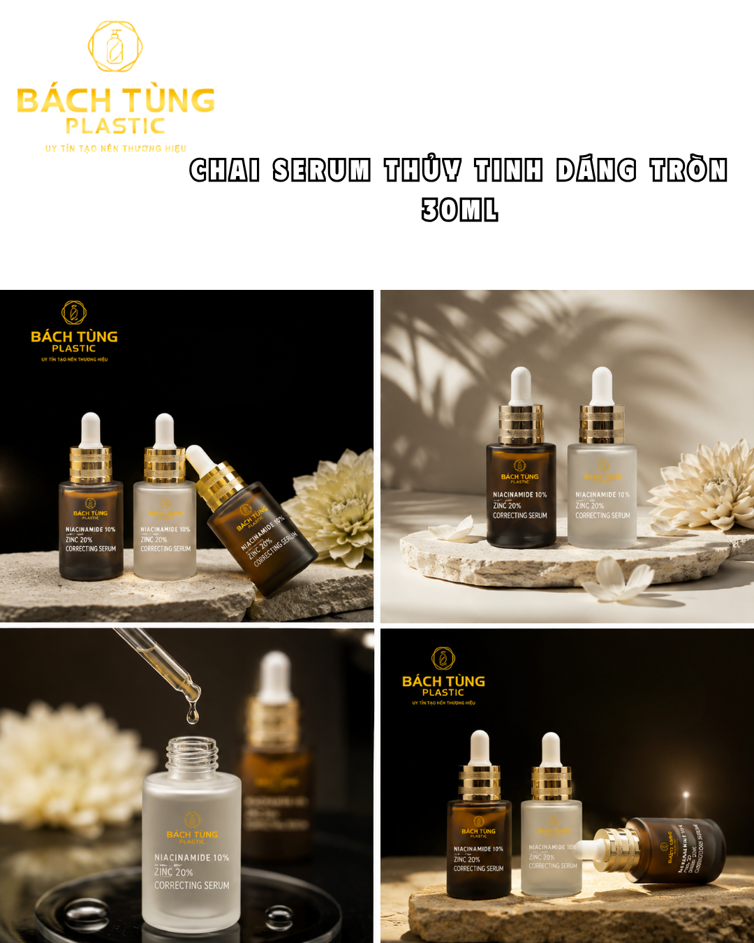 CHAI SERUM THỦY TINH DÁNG TRÒN 30ML