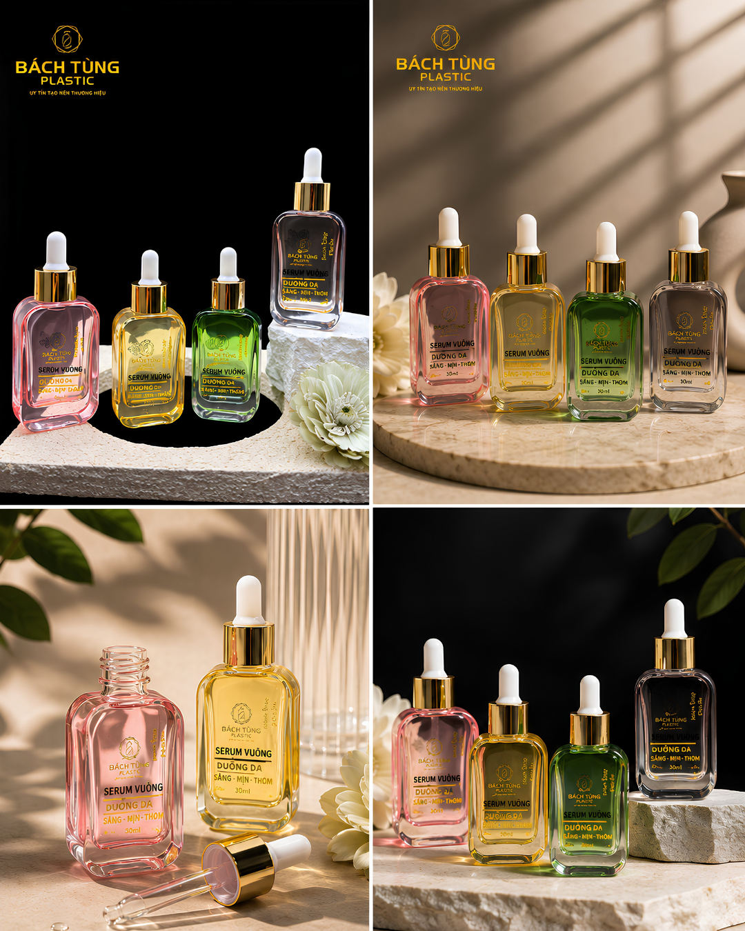 BỘ CHAI SERUM THỦY TINH DÁNG VUÔNG 