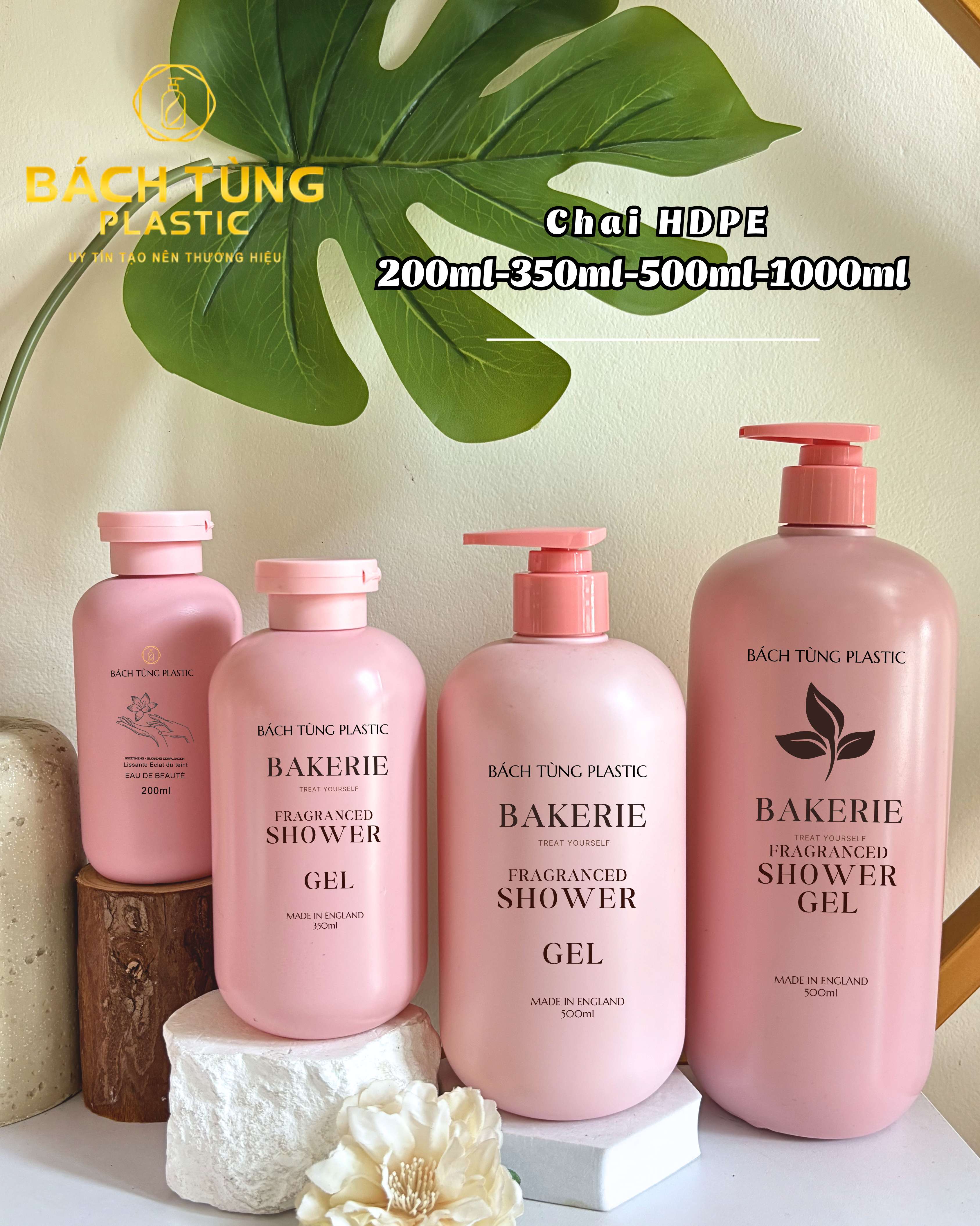 CHAI HDPE MÀU HỒNG – NHIỀU DUNG TÍCH 200ML / 350ML / 500ML / 1000ML